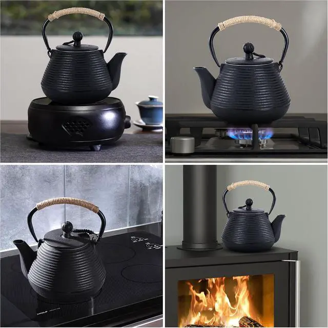 Alt view image 6 of 6 - Cast Iron Teapot with Infuser for Loose Leaf