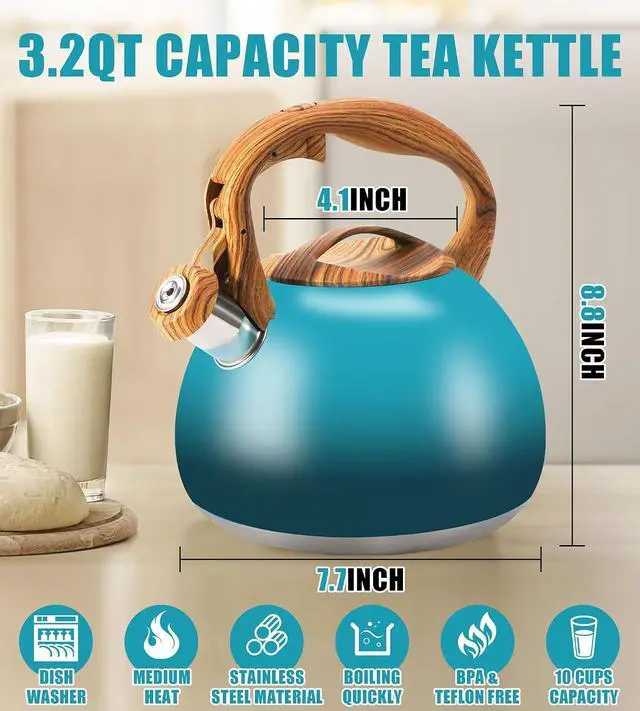 Alt view image 4 of 7 - Tea Kettle Stovetop 3.2Qt Stainless Steel Tea pots