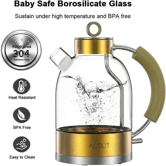 Alt view image 2 of 7 - Electric Kettle 1.5L Glass Electric Tea Kettle 2200W Fast Boiling