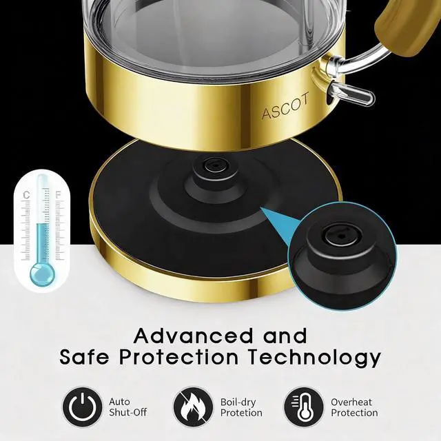 Alt view image 3 of 7 - Electric Kettle 1.5L Glass Electric Tea Kettle 2200W Fast Boiling