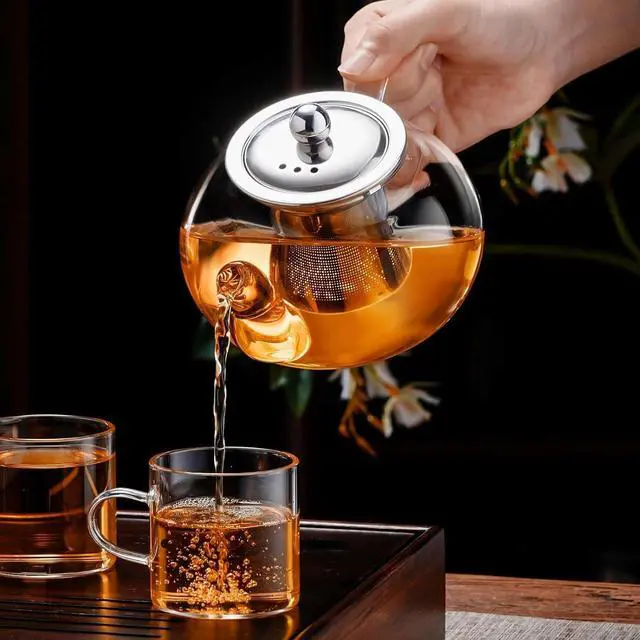 Alt view image 6 of 7 - Glass Teapot Stovetop with Removable 18/8 Stainless Steel Infuser