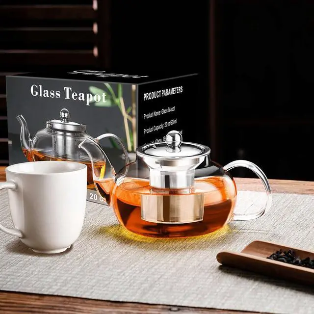 Alt view image 7 of 7 - Glass Teapot Stovetop with Removable 18/8 Stainless Steel Infuser