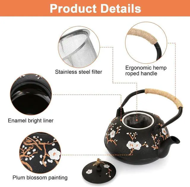 Alt view image 4 of 6 - Cast Iron Teapot 1200ml Japanese Tea Kettle