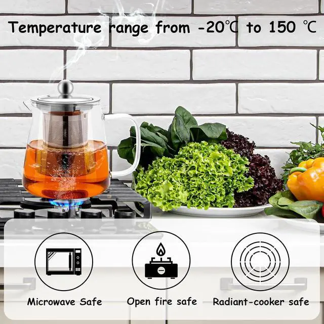 Alt view image 3 of 7 - Glass Teapots 950ml Borosilicate Glass Tea Pots with Infuser