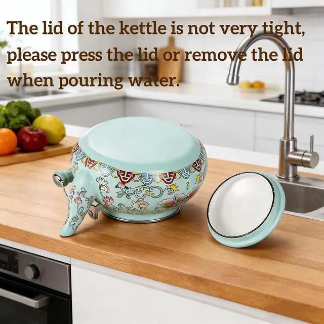 Alt view image 5 of 7 - 2.6 Quart Floral Enamel Tea Kettle
