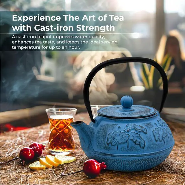 Alt view image 3 of 7 - Cast Iron Tetsubin Stovetop Teakettle Teapot with Mesh Loose-Leaf Filter