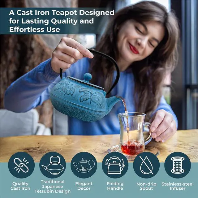 Alt view image 5 of 7 - Cast Iron Tetsubin Stovetop Teakettle Teapot with Mesh Loose-Leaf Filter