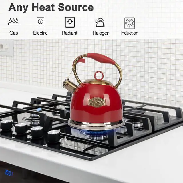 Alt view image 2 of 7 - 3.0 Quart Tea Kettles Stovetop Whistling Teapot