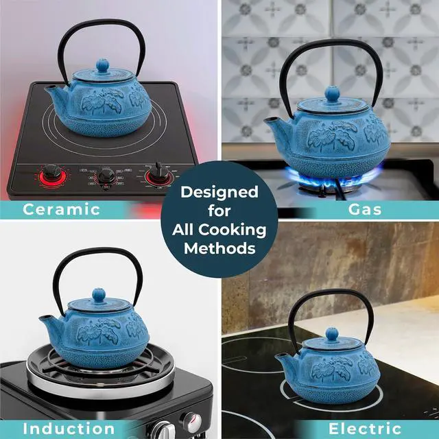Alt view image 4 of 7 - Cast Iron Tetsubin Stovetop Teakettle Teapot with Mesh Loose-Leaf Filter