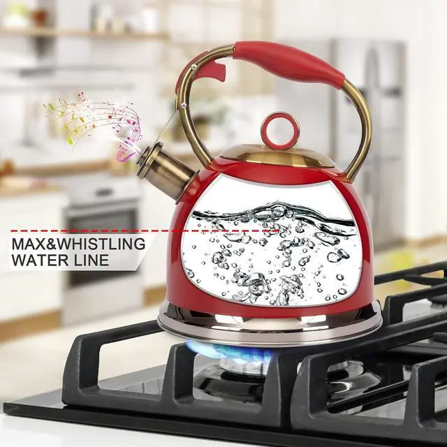 Alt view image 4 of 7 - 3.0 Quart Tea Kettles Stovetop Whistling Teapot