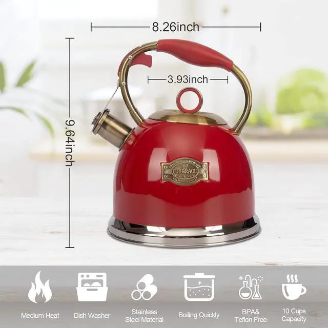 Alt view image 6 of 7 - 3.0 Quart Tea Kettles Stovetop Whistling Teapot