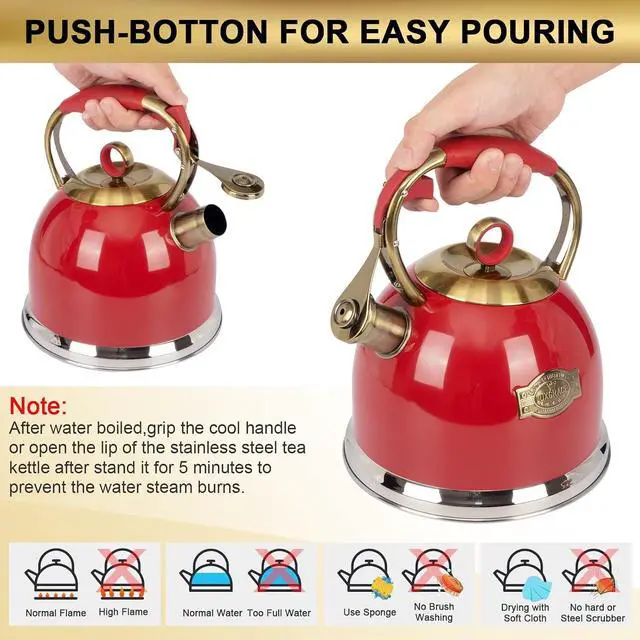 Alt view image 5 of 7 - 3.0 Quart Tea Kettles Stovetop Whistling Teapot