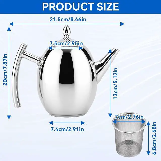 Alt view image 3 of 7 - Tea Kettle Stainless Steel Teapot Coffee Pot Large Capacity