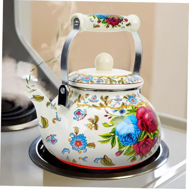 Alt view image 4 of 7 - Enamel Water Boiling Kettle Teakettle Stainless Steel 2.5l