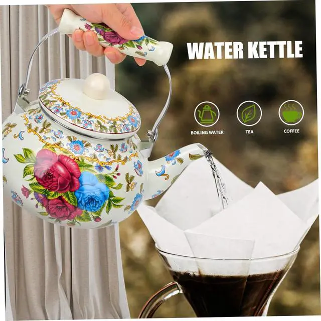 Alt view image 3 of 7 - Enamel Water Boiling Kettle Teakettle Stainless Steel 2.5l