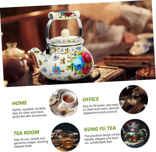 Alt view image 5 of 7 - Enamel Water Boiling Kettle Teakettle Stainless Steel 2.5l