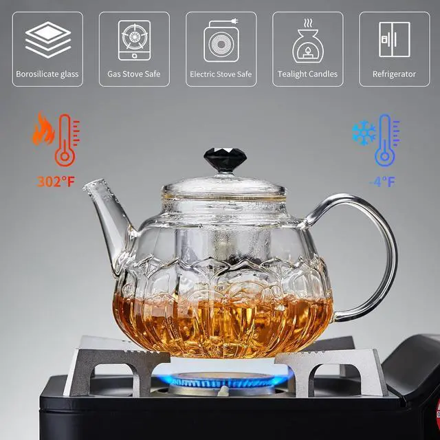 Alt view image 2 of 7 - Glass Teapot Glass Tea Kettle 1130ML/38OZ