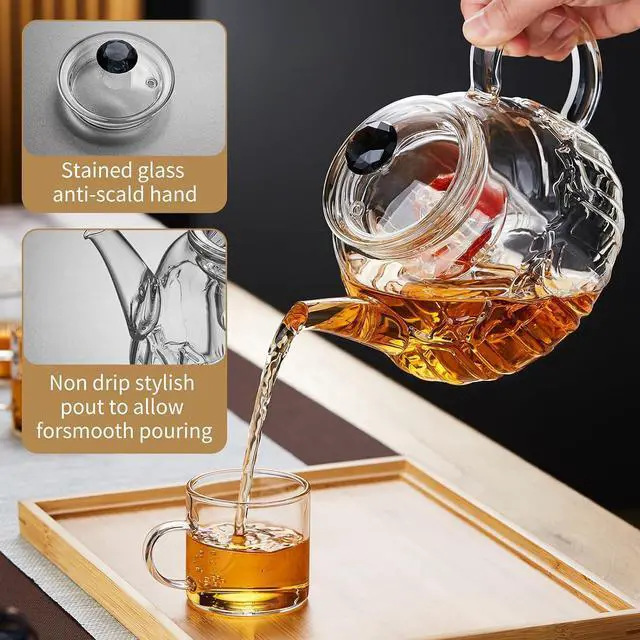 Alt view image 4 of 7 - Glass Teapot Glass Tea Kettle 1130ML/38OZ