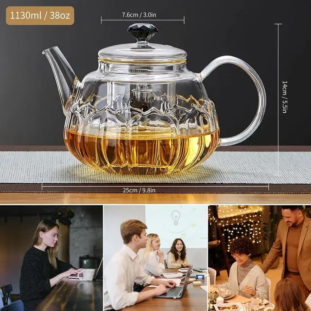 Alt view image 6 of 7 - Glass Teapot Glass Tea Kettle 1130ML/38OZ