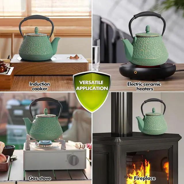Alt view image 6 of 6 - Cast Iron Teapot 950ml Blossom Pattern Tea Kettle