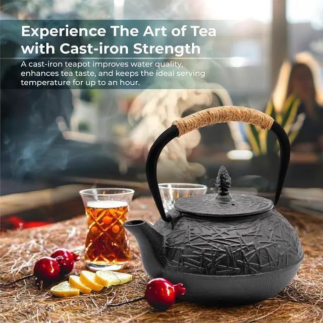Alt view image 2 of 7 - Traditional Japanese Cast Iron Tetsubin Stovetop Teakettle