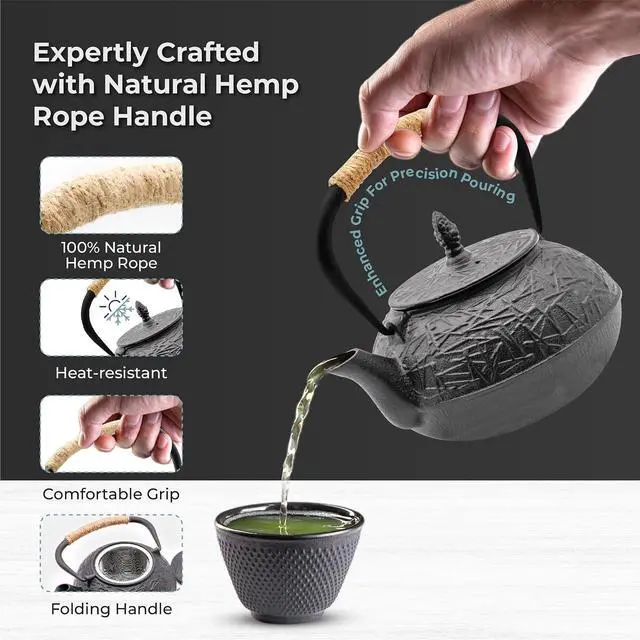 Alt view image 4 of 7 - Traditional Japanese Cast Iron Tetsubin Stovetop Teakettle