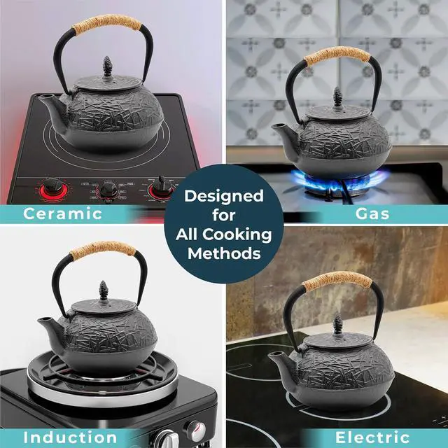 Alt view image 6 of 7 - Traditional Japanese Cast Iron Tetsubin Stovetop Teakettle