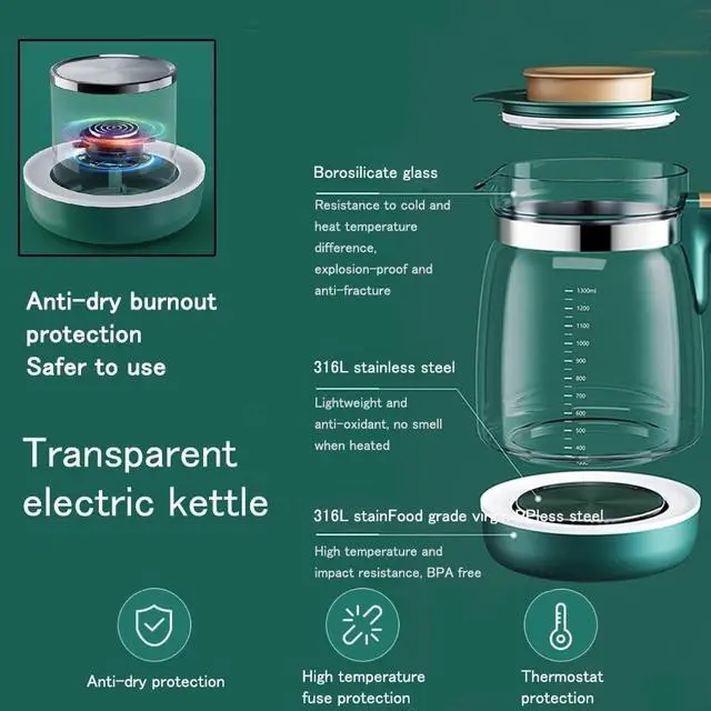 Alt view image 7 of 7 - Tea Kettles Flask 1.3L Glass Kettle