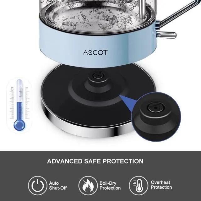 Alt view image 3 of 7 - Electric Kettle 1.5L 1500W Retro Tea Heater & Hot Water Boiler
