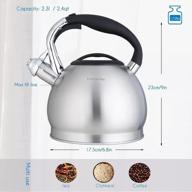 Alt view image 2 of 7 - Whistling Stovetop 2.3l Tea Kettle