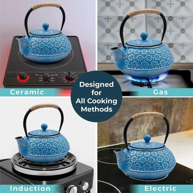 Alt view image 4 of 7 - Traditional Japanese Cast Iron Tetsubin Stovetop Teakettle