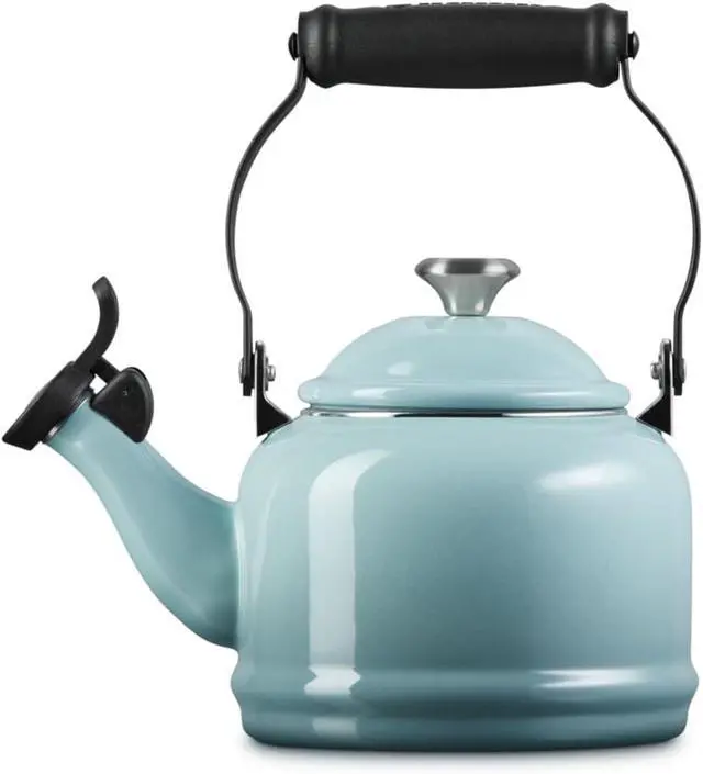 Alt view image 3 of 6 - Enamel on Steel Demi Tea Kettle with Metal Finish