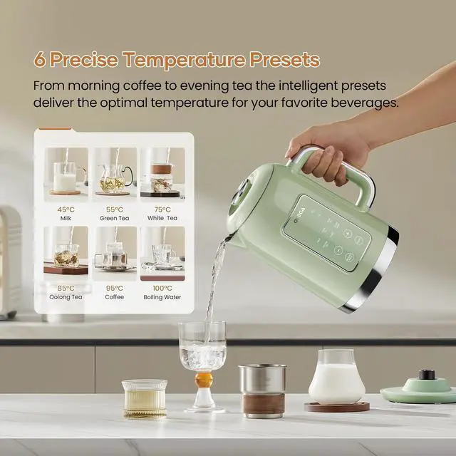 Alt view image 3 of 7 - Electric Kettle Temperatire Control 1800W Electric Tea Kettles