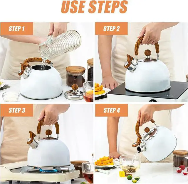 Alt view image 5 of 7 - White Whistle Water Kettle 2.5L Teakettle