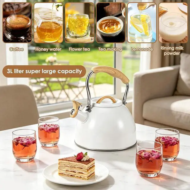Alt view image 3 of 7 - 3L Stove Top Kettle Stainless Steel Whistling Tea Kettles