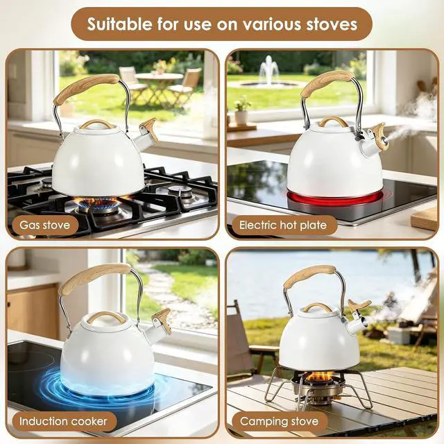 Alt view image 6 of 7 - 3L Stove Top Kettle Stainless Steel Whistling Tea Kettles