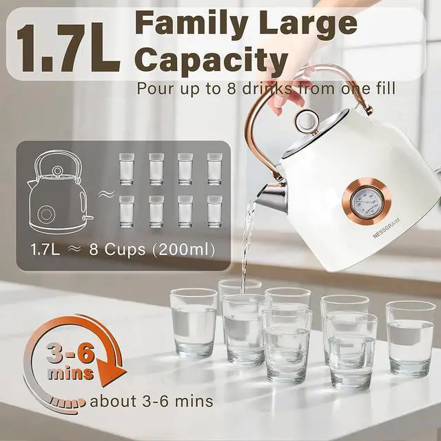 Alt view image 3 of 7 - 1.7L Stainless Steel Tea Kettle with Large Temperature Gauge