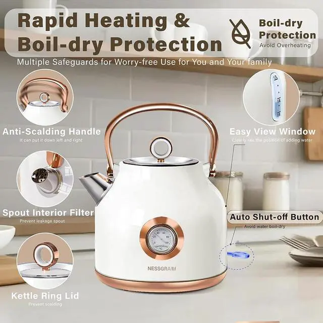Alt view image 4 of 7 - 1.7L Stainless Steel Tea Kettle with Large Temperature Gauge