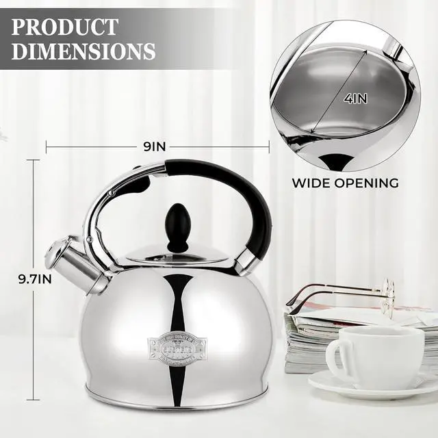 Alt view image 6 of 7 - Stove Top Whistling Tea Kettle-Surgical Stainless Steel Teakettle