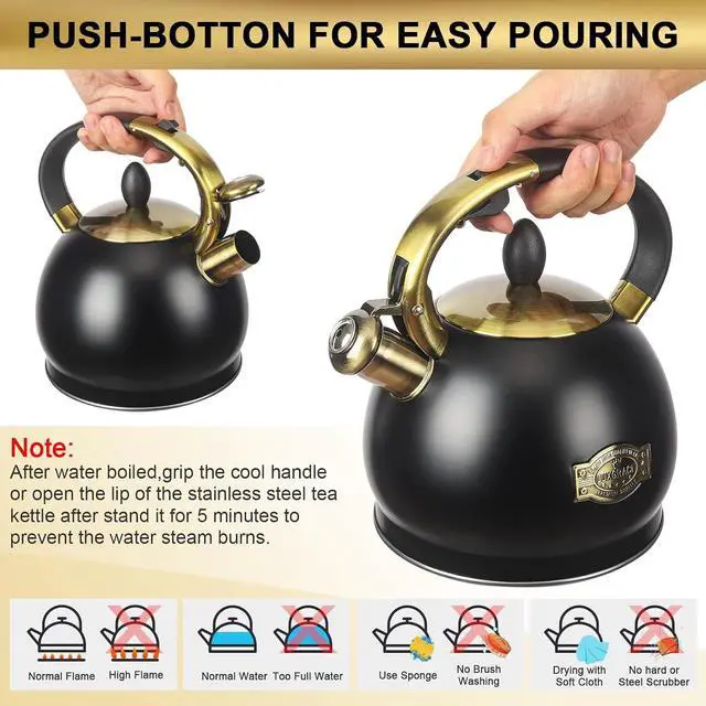 Alt view image 5 of 7 - 3Quart Whistling Tea Kettle Classic Teapot Stainless Steel