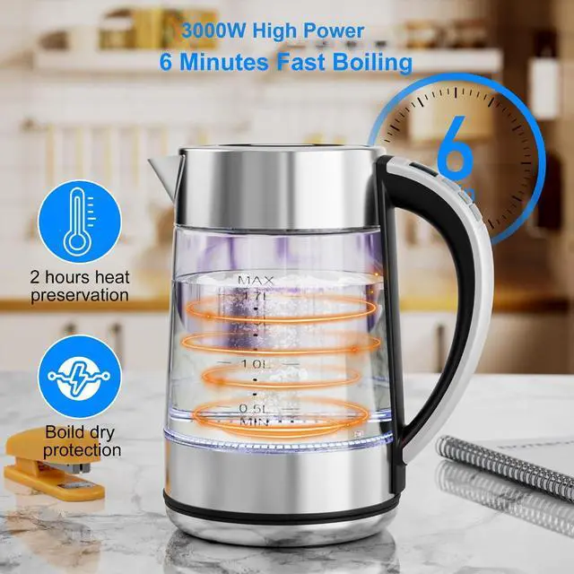Alt view image 2 of 7 - Electric Kettle 3000W Fast Heating 1.7L