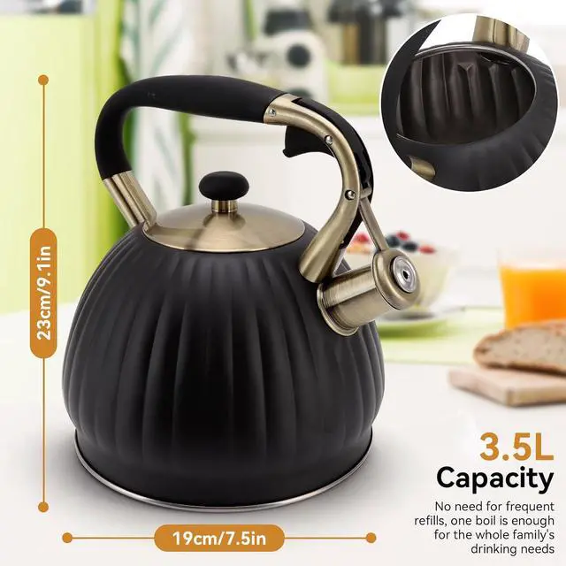 Alt view image 4 of 7 - Stove Top Whistling Tea Kettle 3.5L Stovetop Kettle