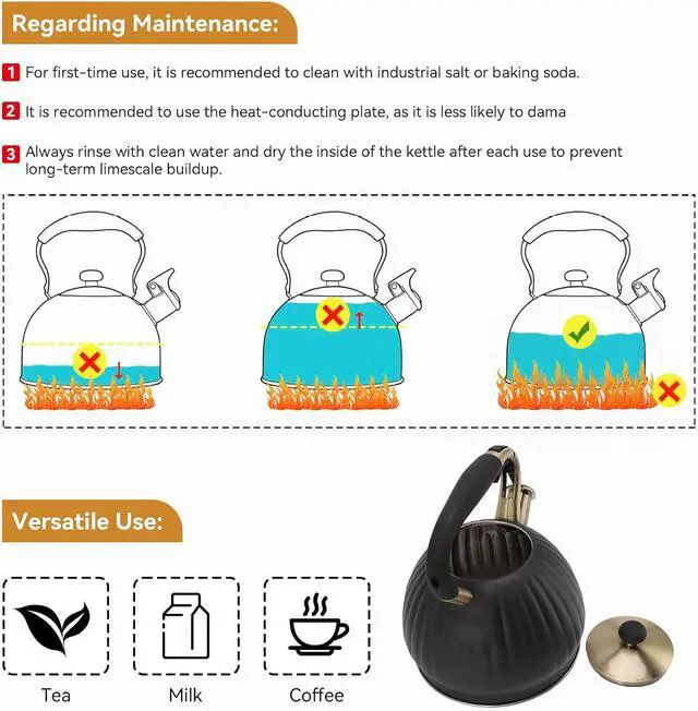 Alt view image 6 of 7 - Stove Top Whistling Tea Kettle 3.5L Stovetop Kettle