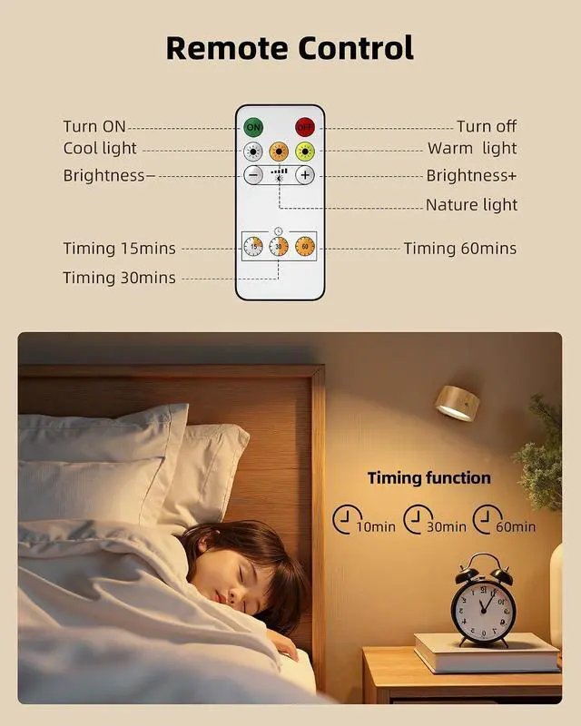Alt view image 3 of 7 - LED Wall Lights 2000mAh Rechargeable Wall Lights Indoor