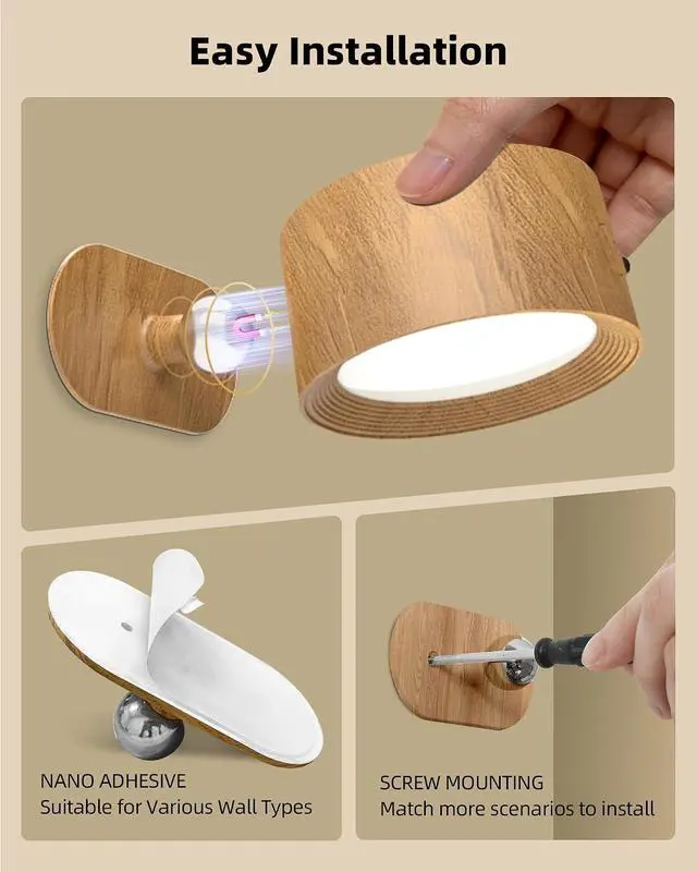 Alt view image 7 of 7 - LED Wall Lights 2000mAh Rechargeable Wall Lights Indoor