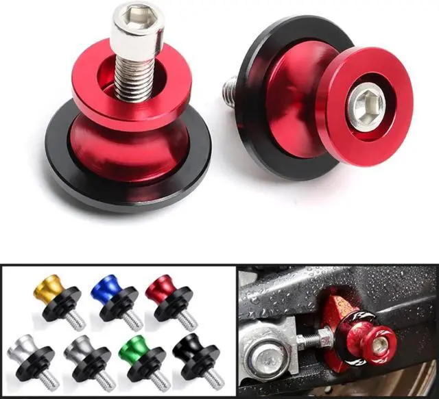 Alt view image 3 of 6 - Swing Arm Spool 2PCS 6/8/10mm Motorcycle CNC Rear Stand Swing