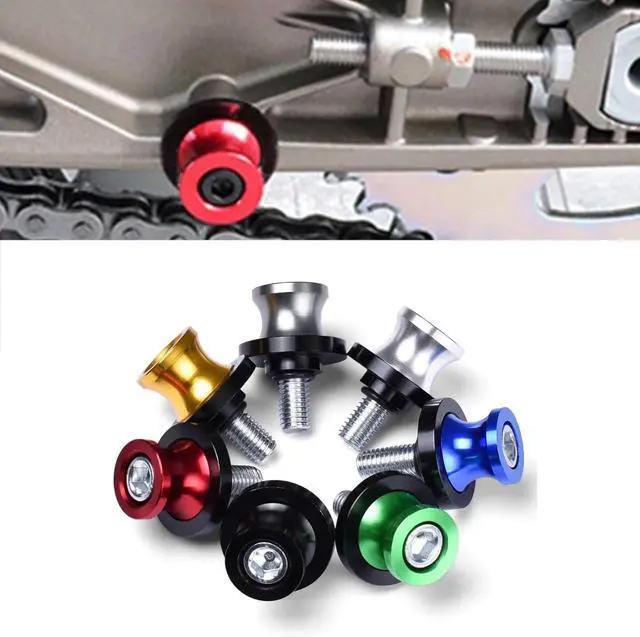 Alt view image 4 of 6 - Swing Arm Spool 2PCS 6/8/10mm Motorcycle CNC Rear Stand Swing