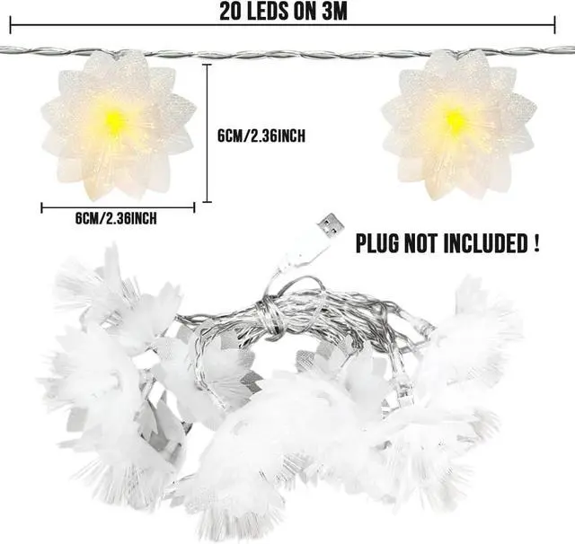 Alt view image 2 of 7 - 20 Warm White LED Indoor White Decorative Flower String