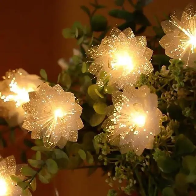 Alt view image 6 of 7 - 20 Warm White LED Indoor White Decorative Flower String