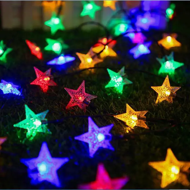 Alt view image 2 of 7 - Star Shape Solar String Lights 50 LED - Outdoor Waterproof Fairy Lights for Garden
